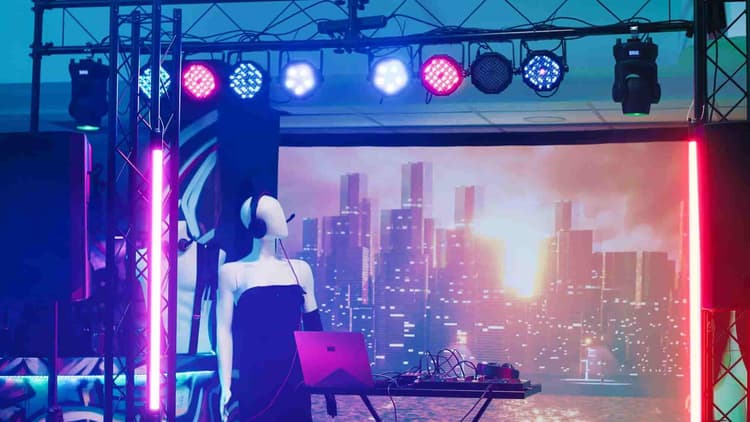 Diseño de iluminación profesional para un evento corporativo.